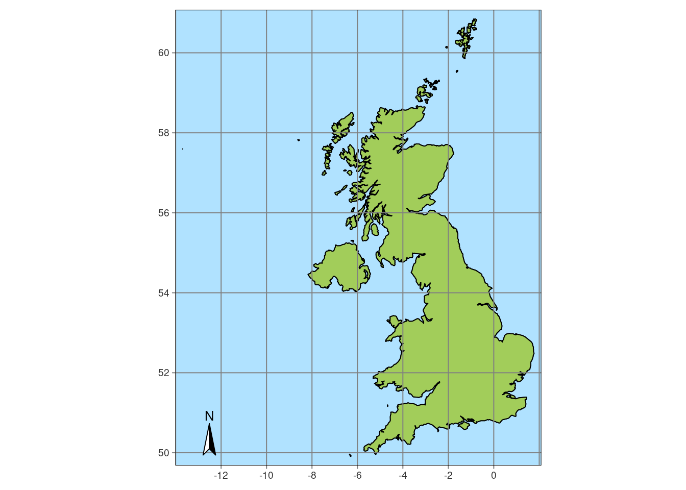 Map of the UK shown in a simple 1970s weather map type style